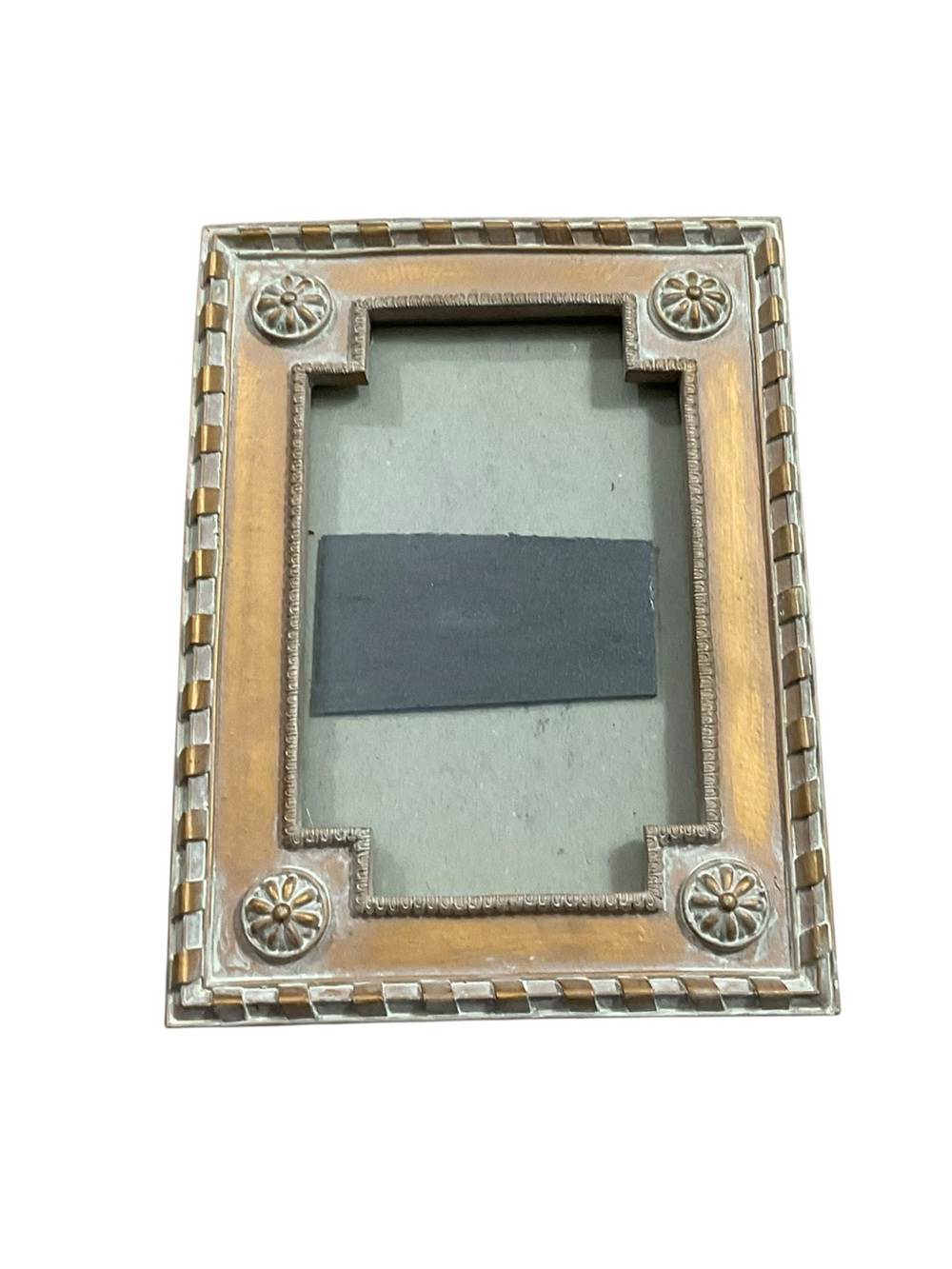Vintage Style Gold Silver Tone Ornate 4x6 Picture Frame Floral Geometric - Picture 2 of 7